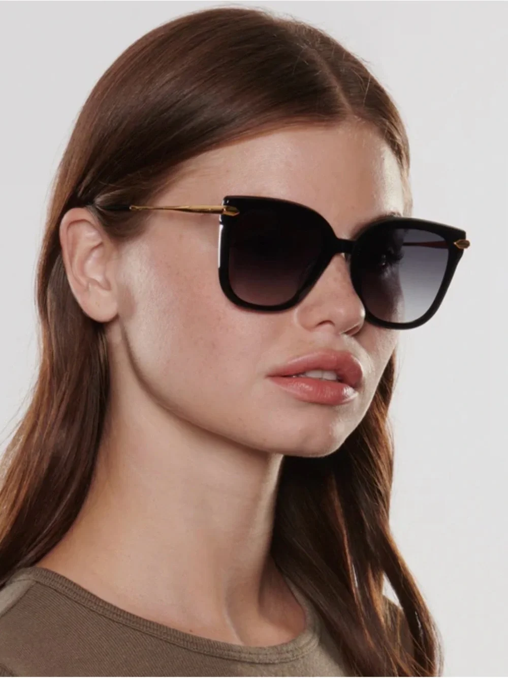 KREWE Dede Nylon Oversized Black Frame Sunglasses with Gradient Smoke Lenses